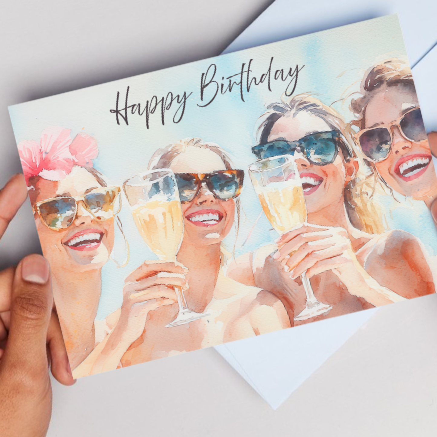 Printable Birthday Card - Ladies Drinking Champagne