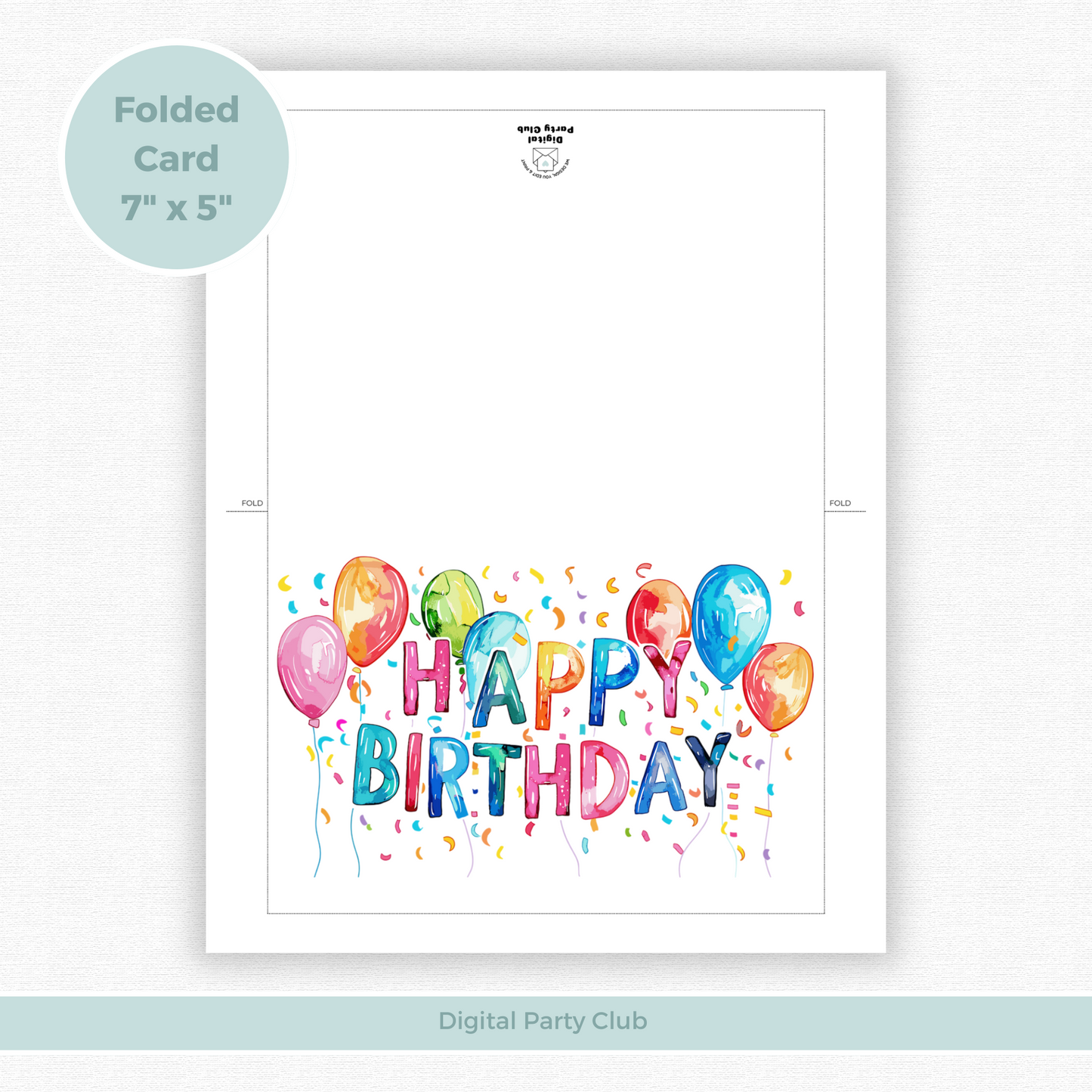 Printable Birthday Card - Vibrant Balloons