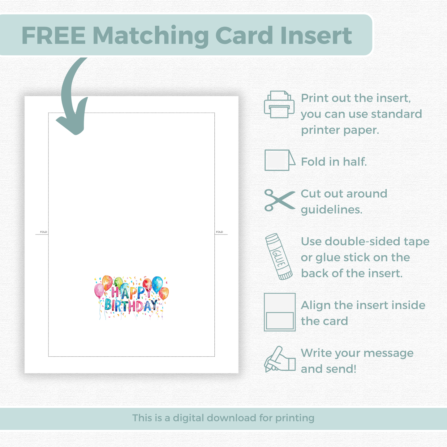 Printable Birthday Card - Vibrant Balloons