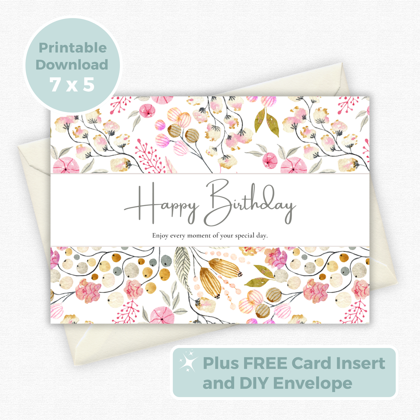 Printable Birthday Card - Flowers
