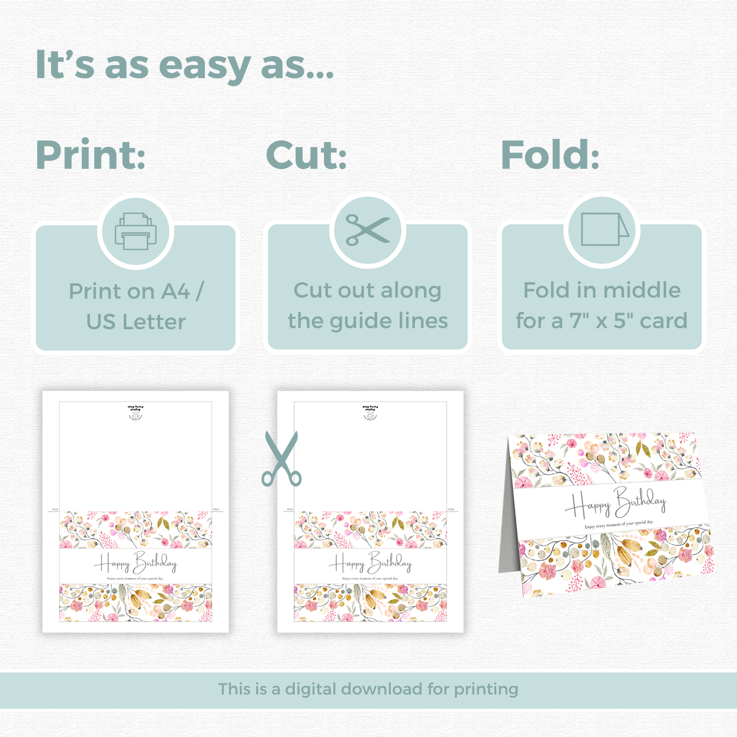 Printable Birthday Card - Flowers