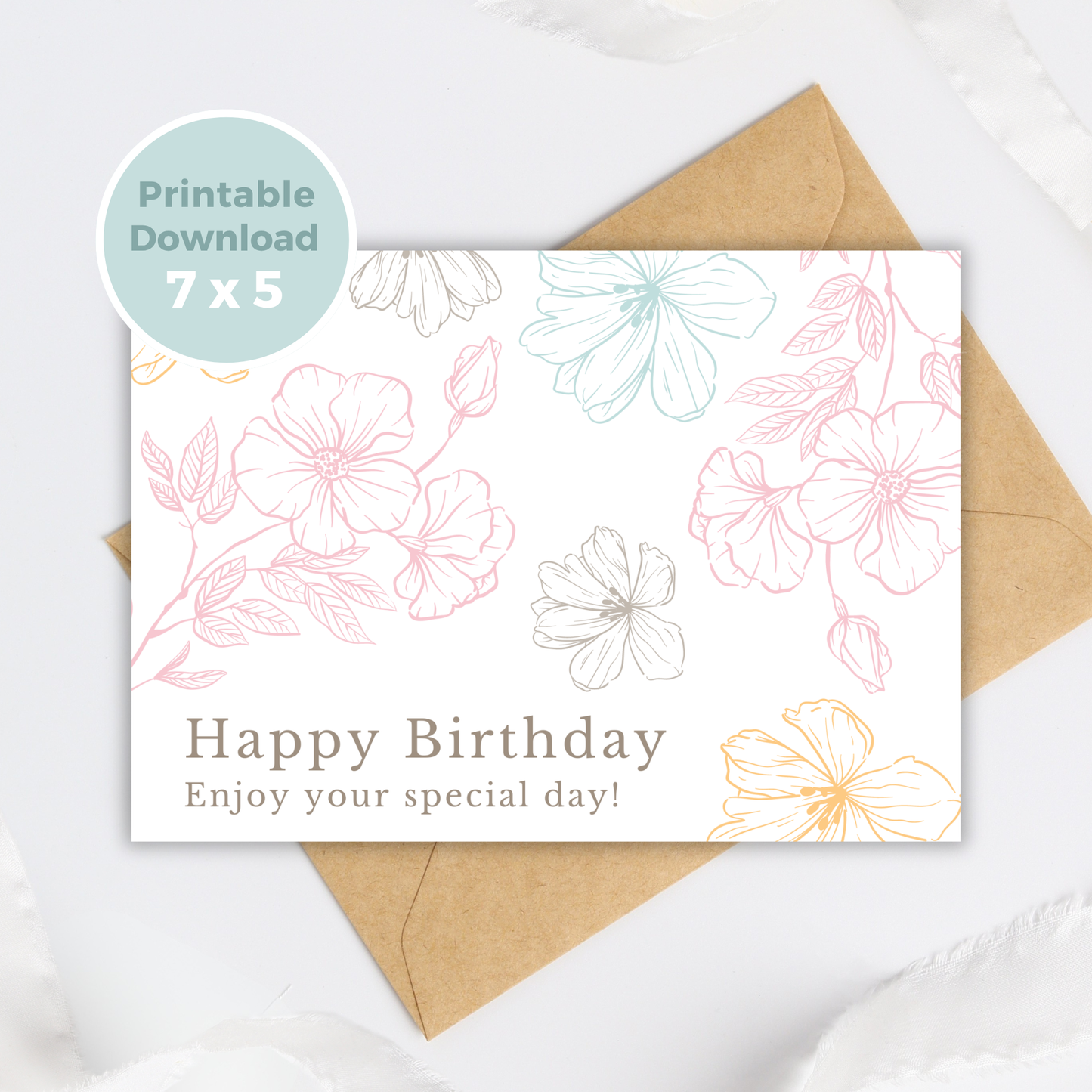 Printable Birthday Card - Flowers