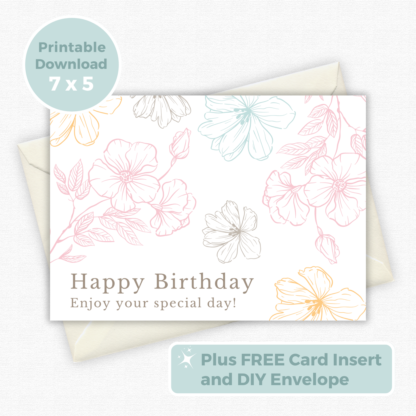 Printable Birthday Card - Flowers