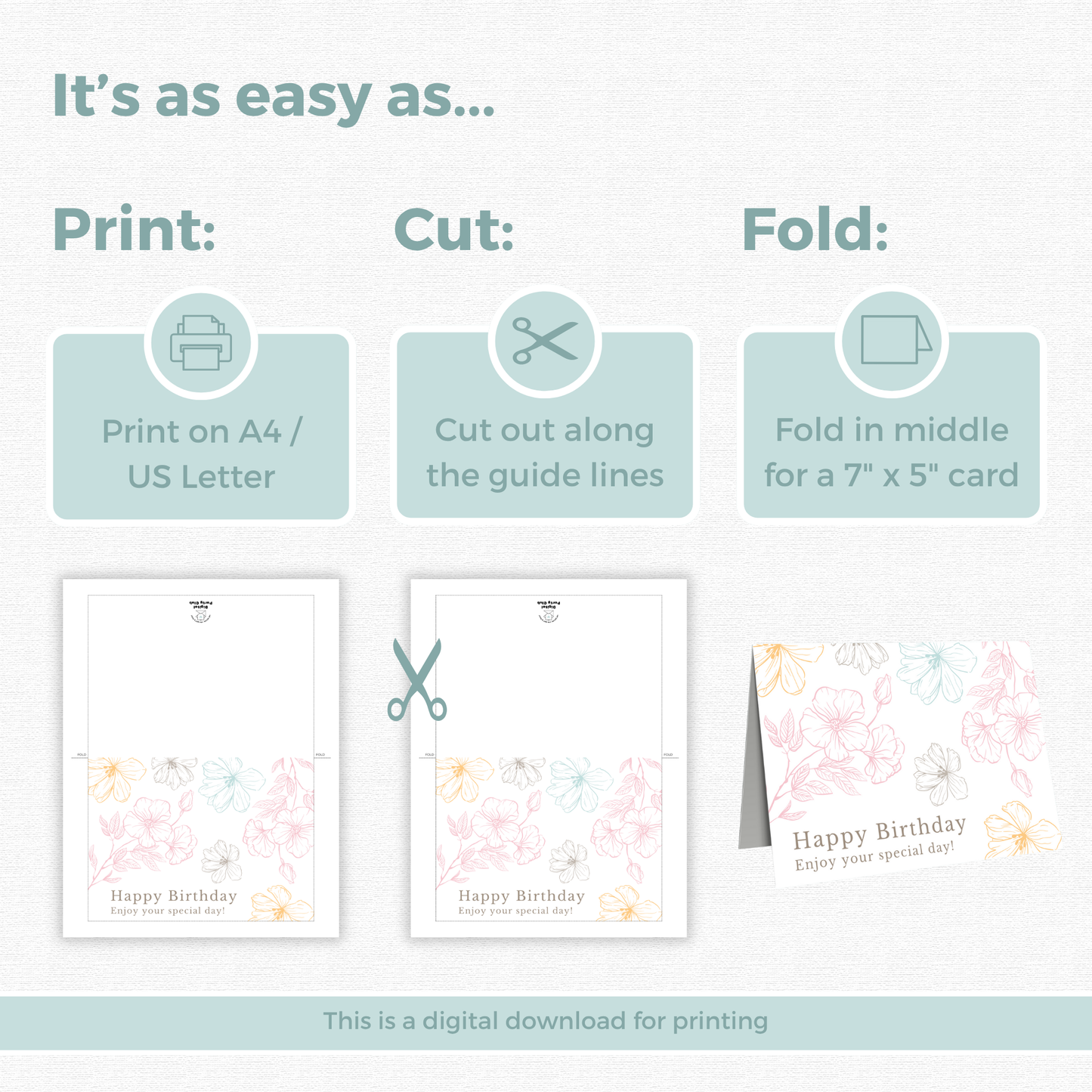 Printable Birthday Card - Flowers