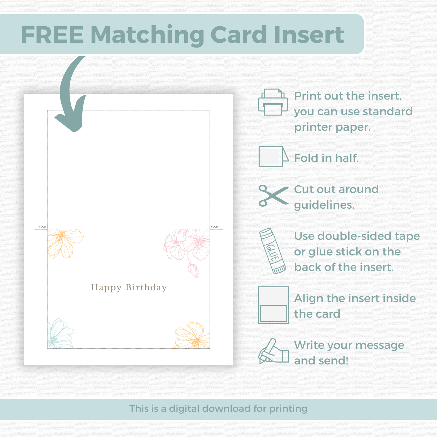 Printable Birthday Card - Flowers
