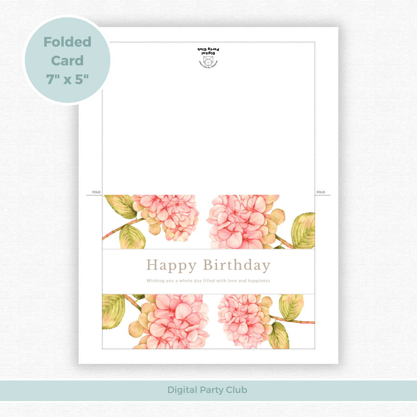 Printable Birthday Card - Pink Flowers