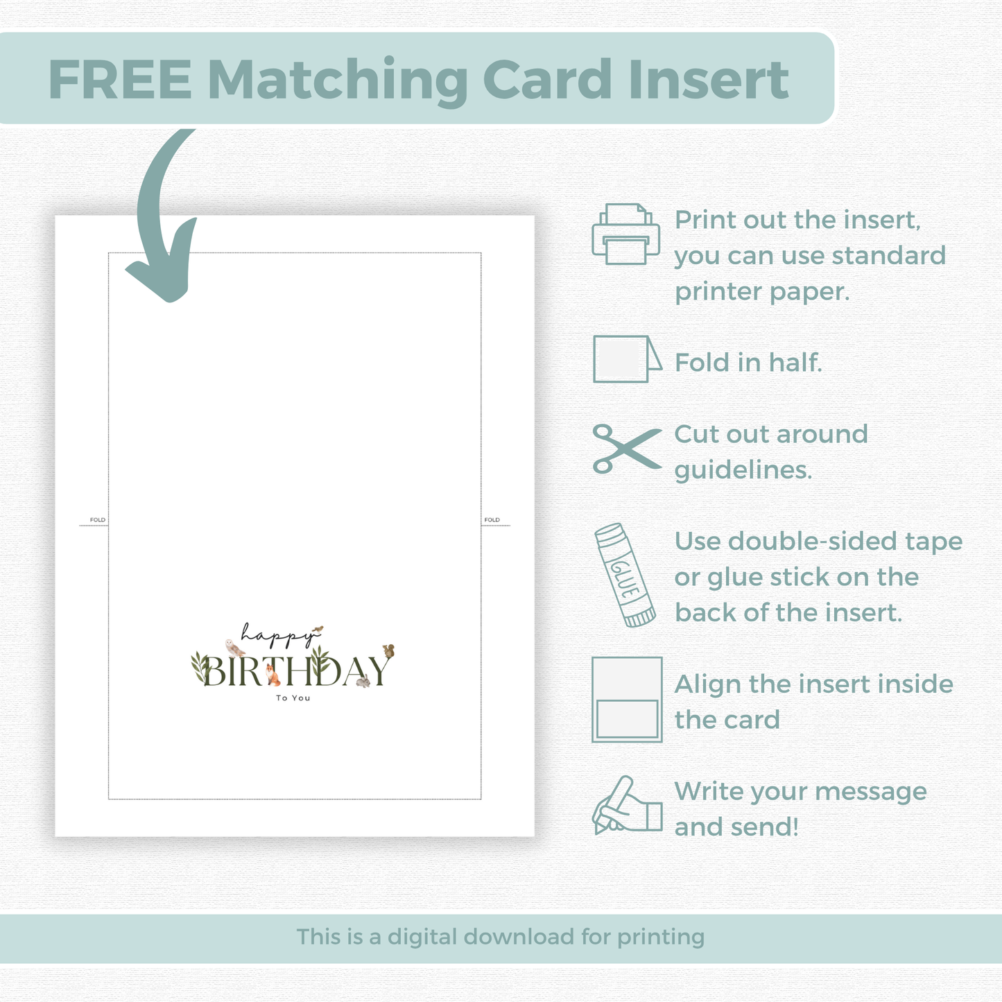 Printable Birthday Card - Woodland Animals