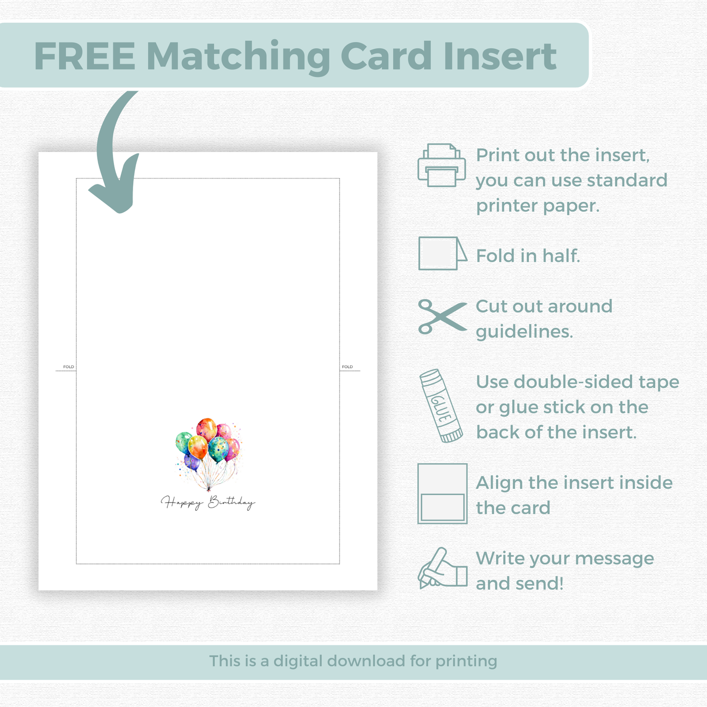 Printable Birthday Card - Balloons