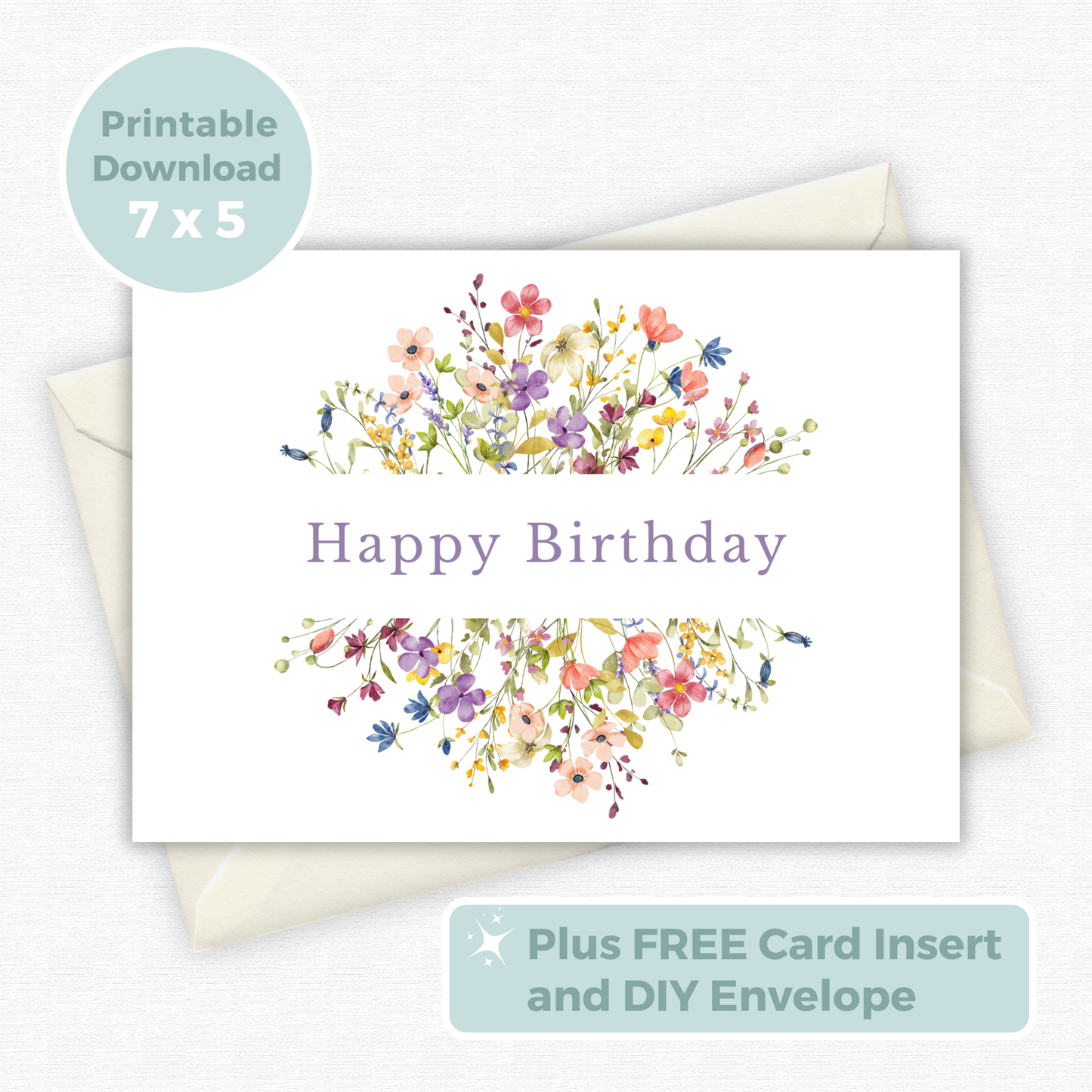 Printable Birthday Card - Wild Flowers