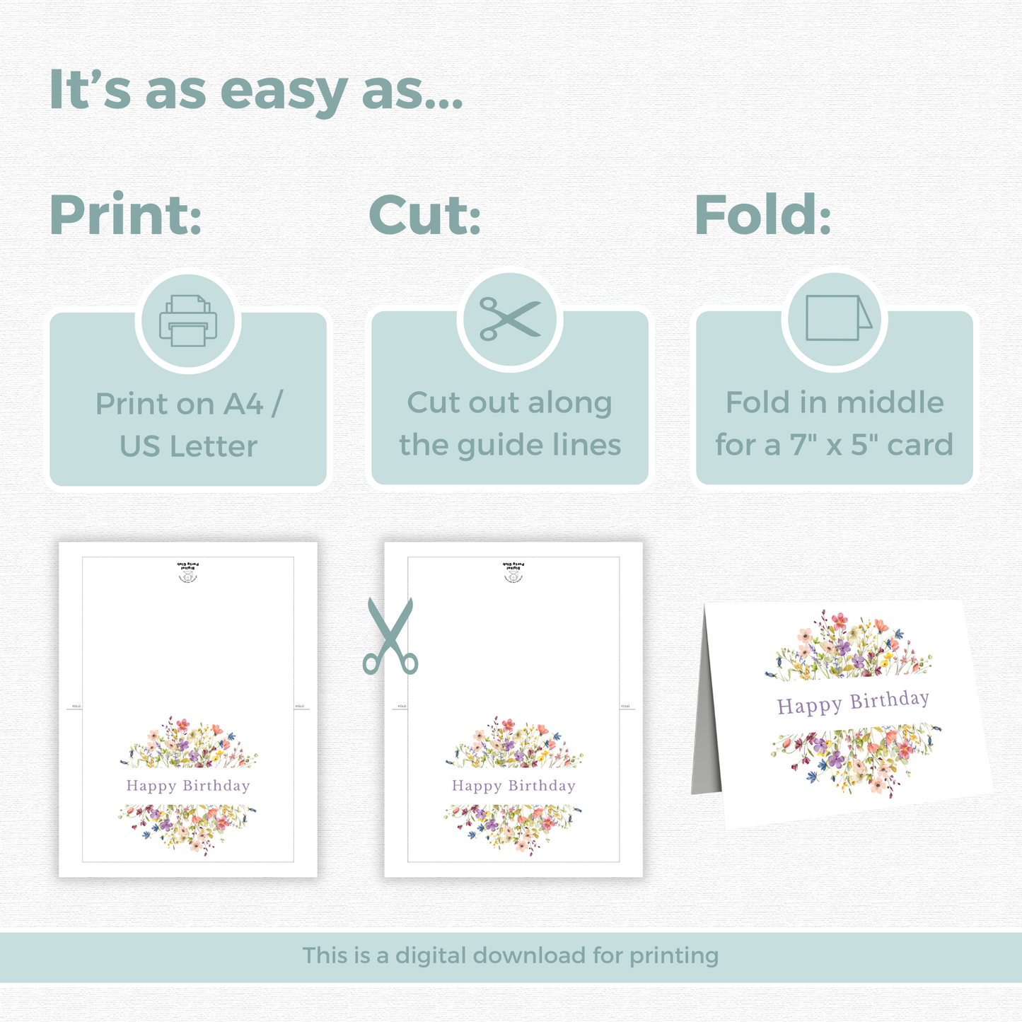 Printable Birthday Card - Wild Flowers