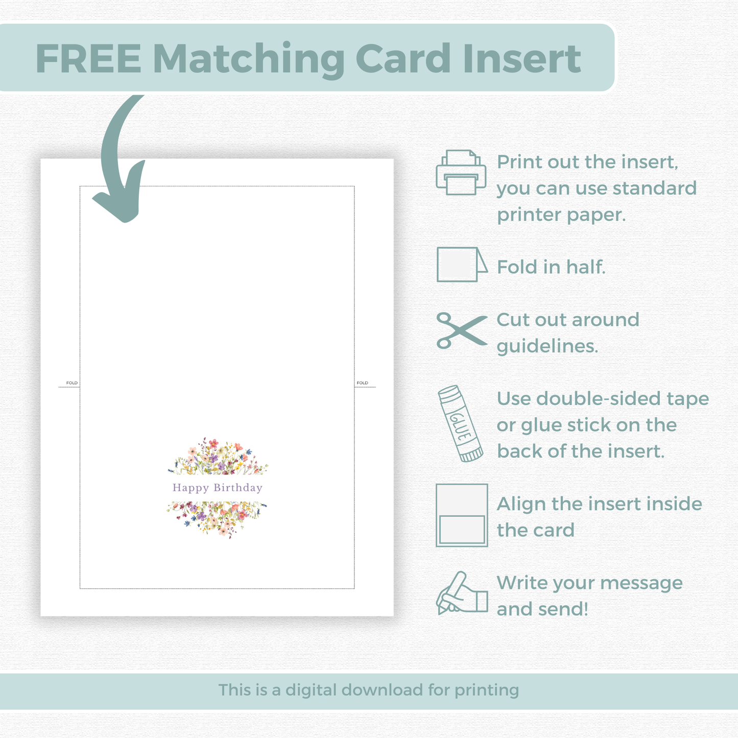 Printable Birthday Card - Wild Flowers