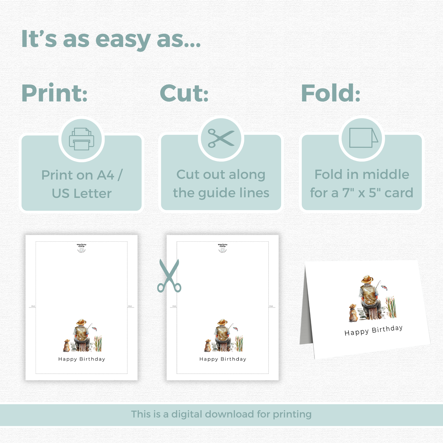 Printable Birthday Card - Fishing