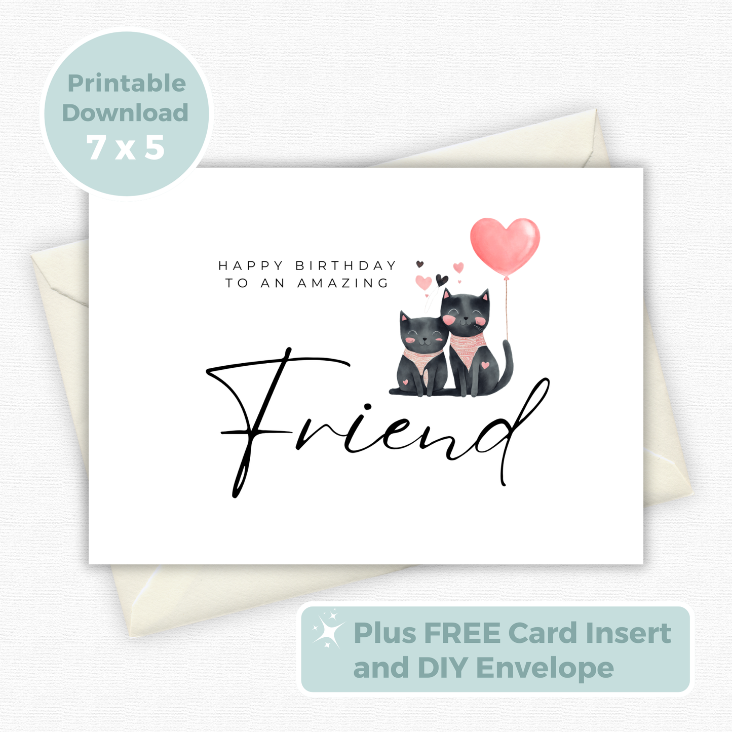 Printable Birthday Card - Friend Cat Lover