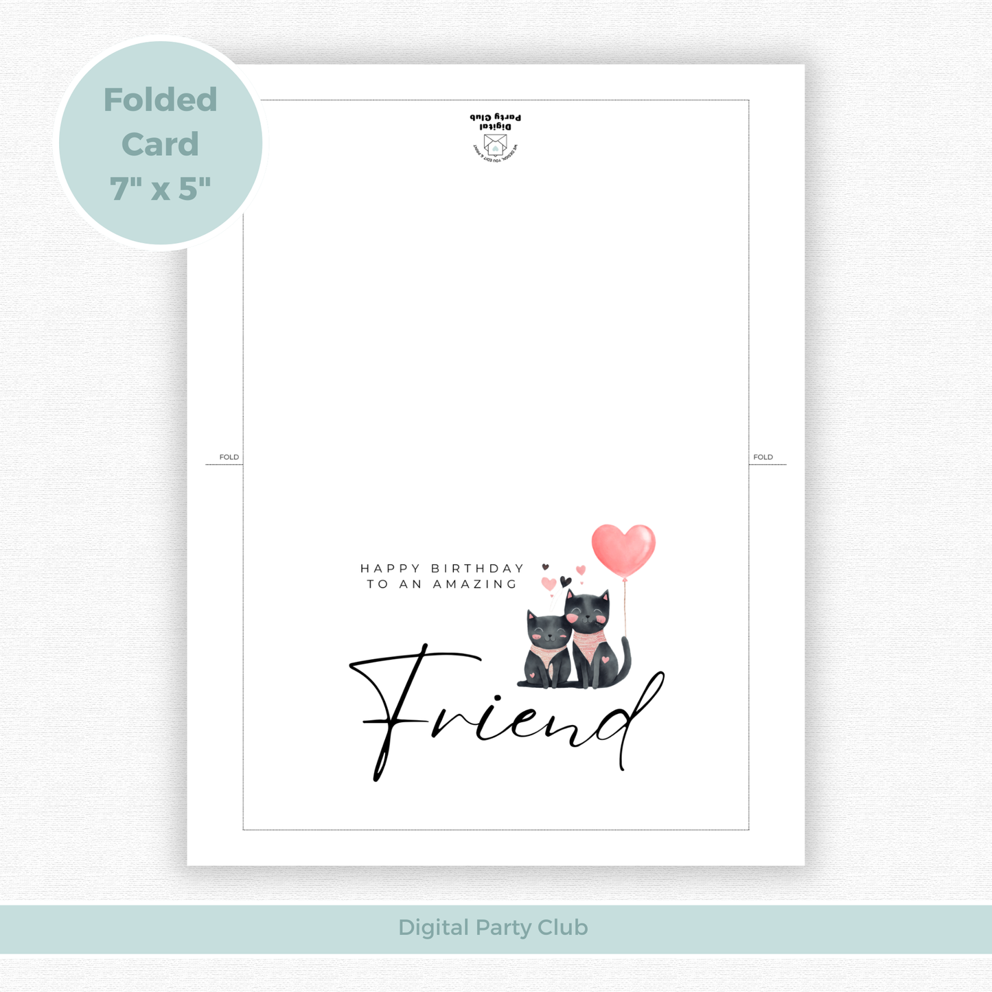 Printable Birthday Card - Friend Cat Lover