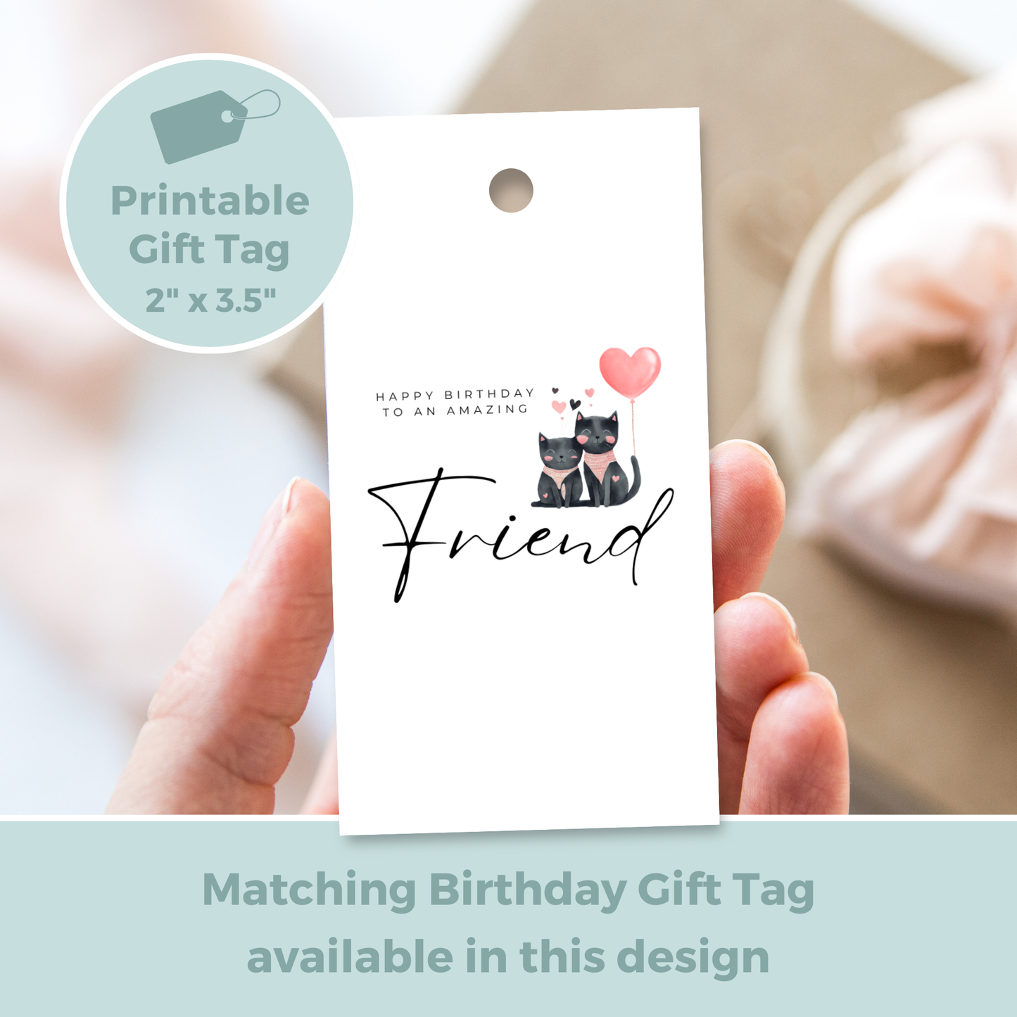Printable Birthday Card - Friend Cat Lover
