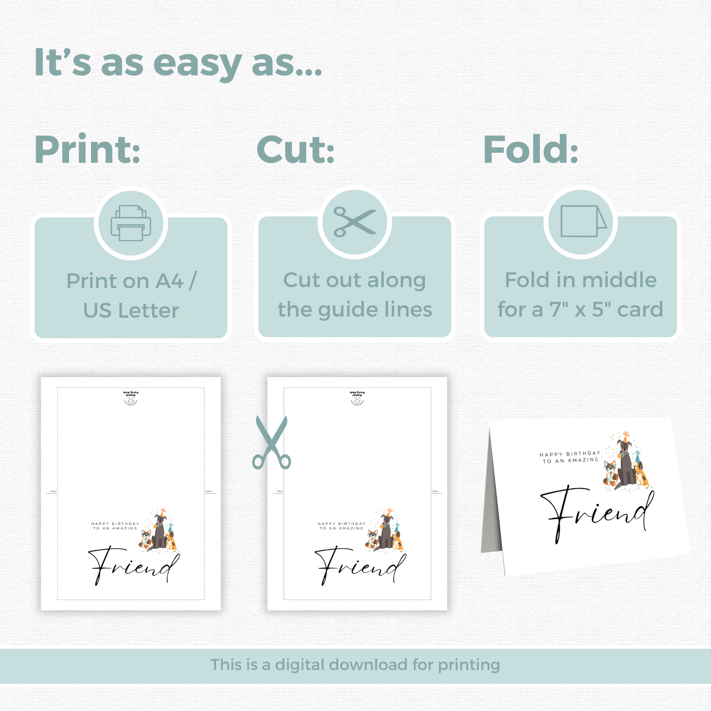 Printable Birthday Card - Friend Dog Lover