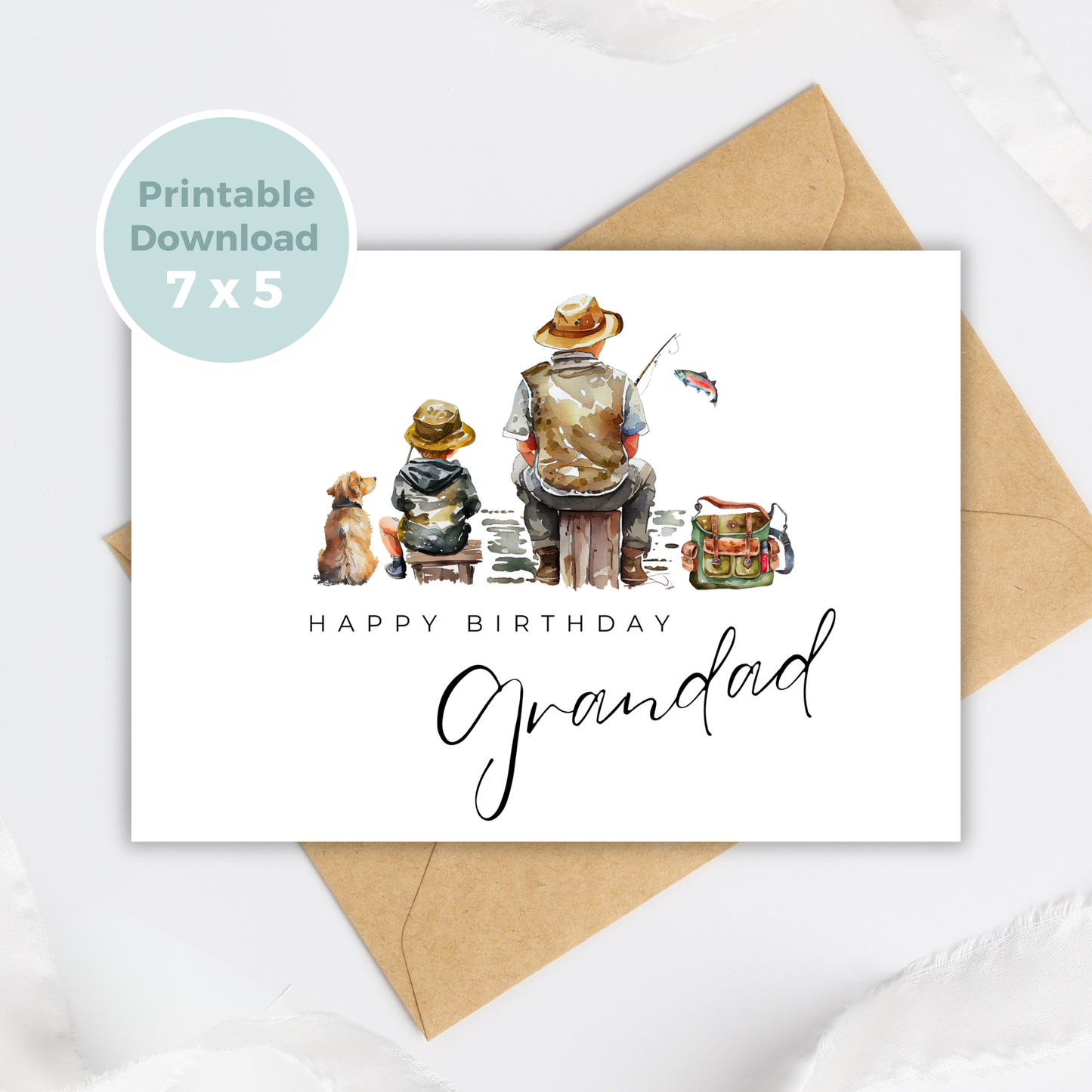 Printable Birthday Card - Grandad Fishing