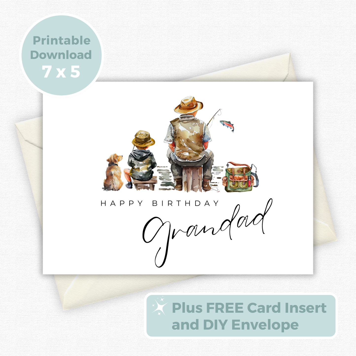 Printable Birthday Card - Grandad Fishing