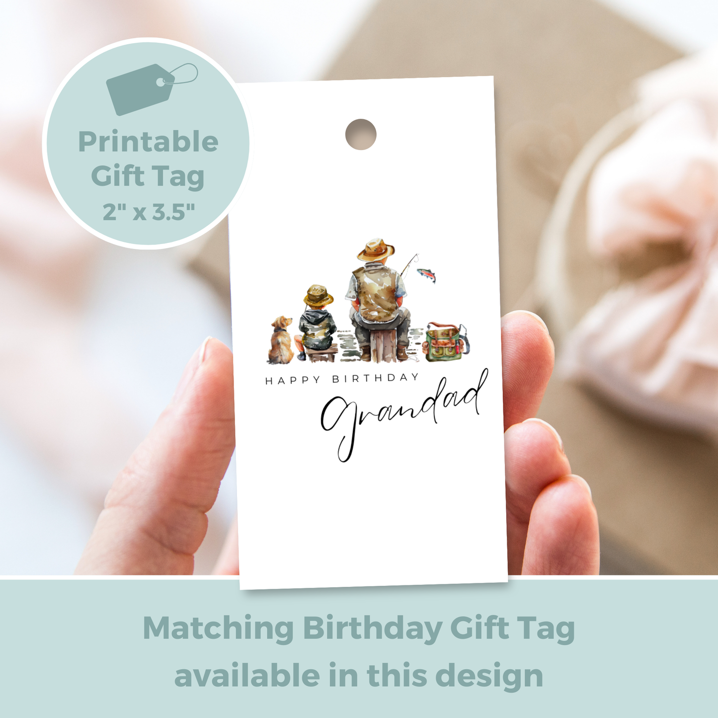 Printable Birthday Card - Grandad Fishing