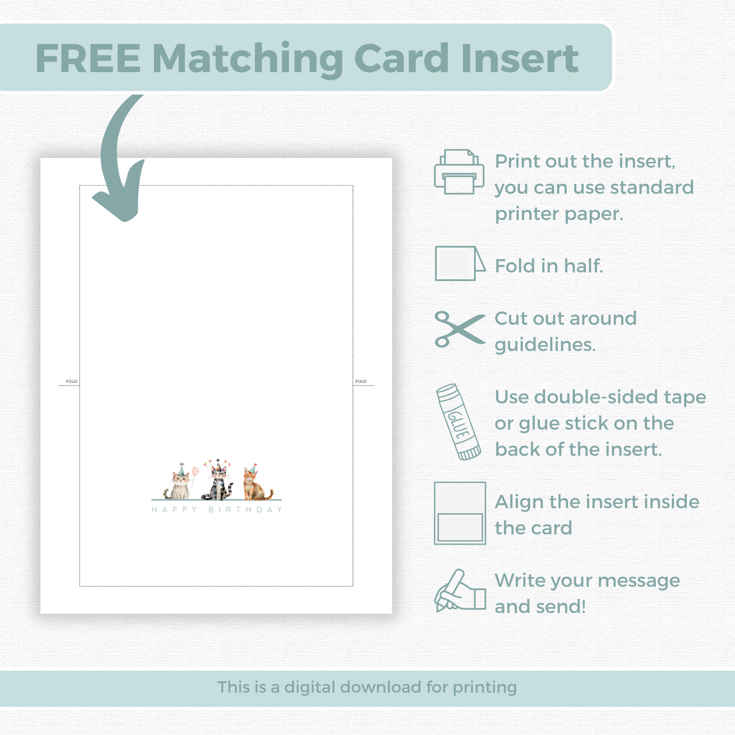 Printable Birthday Card - Trio of Cats