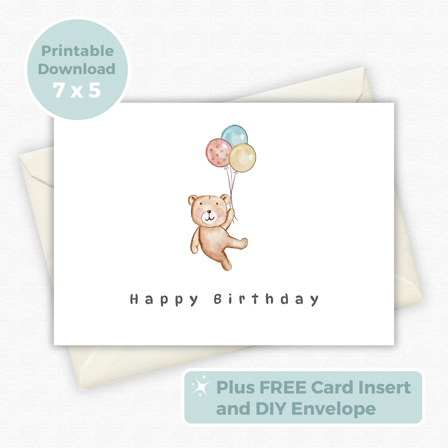 Printable Birthday Card - Baby Bear