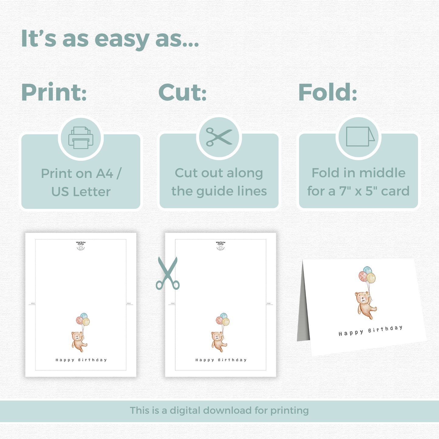 Printable Birthday Card - Baby Bear