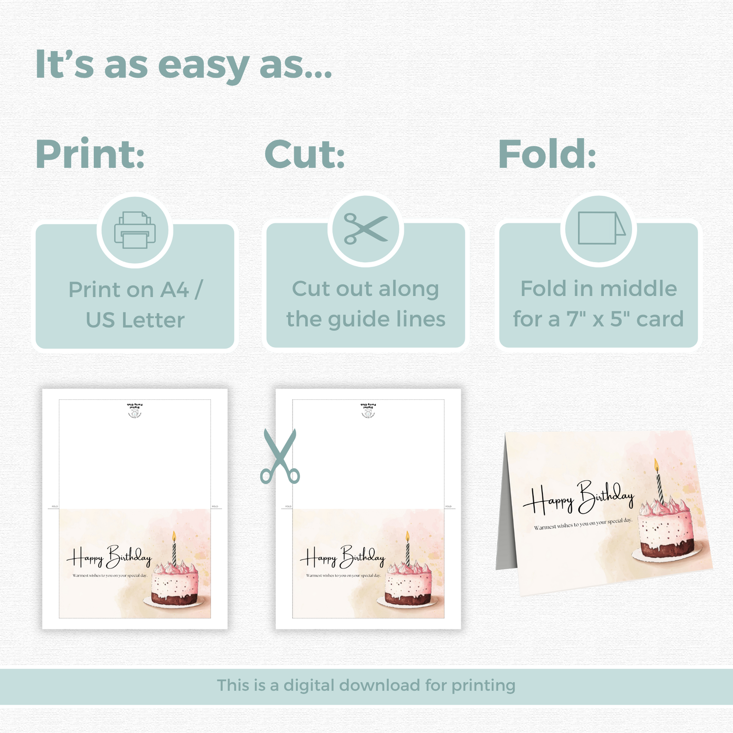 Printable Birthday Card - Cake