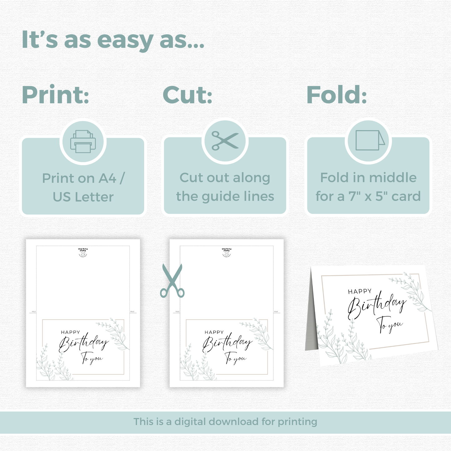 Printable Birthday Card - Botanical