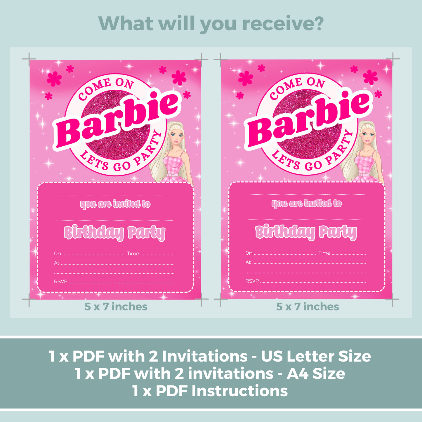Printable Fill In Birthday Invitation - Barbie