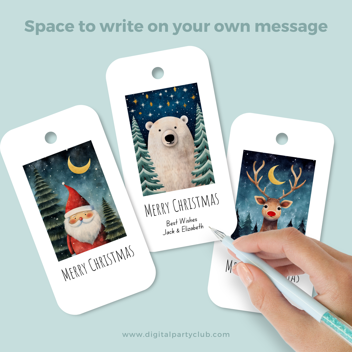 Set of 6 Printable Christmas Gift Tags - Cute Holiday