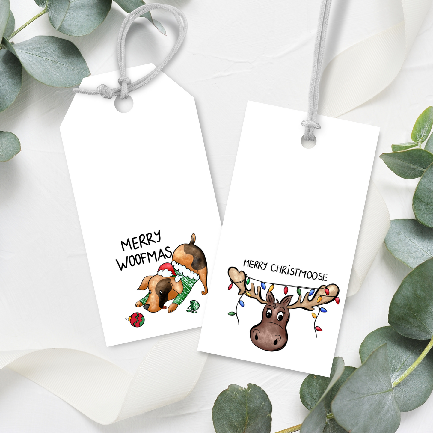 Set of 6 Printable Christmas Gift Tags - Funny