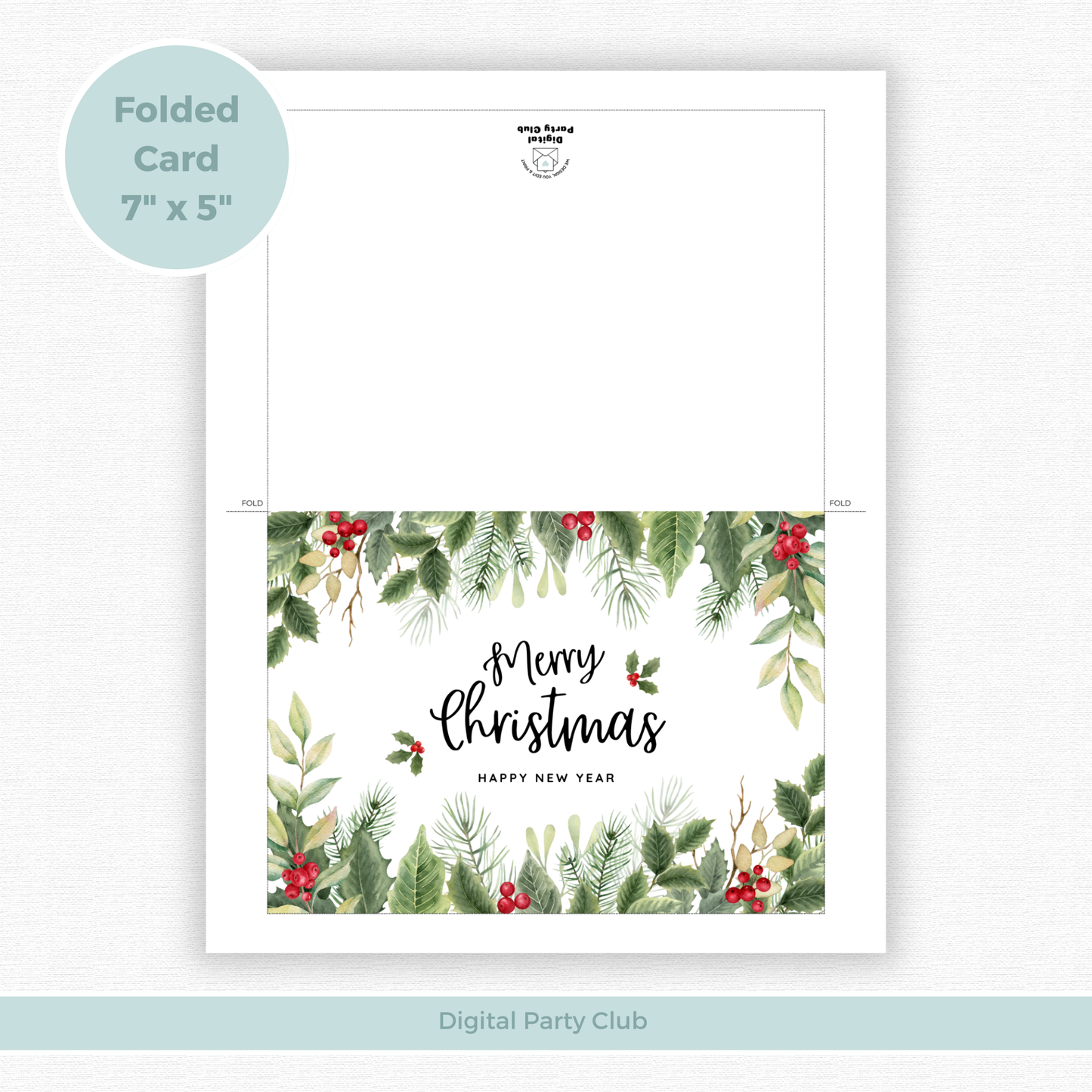 Printable Christmas Card - Holly & Ivy