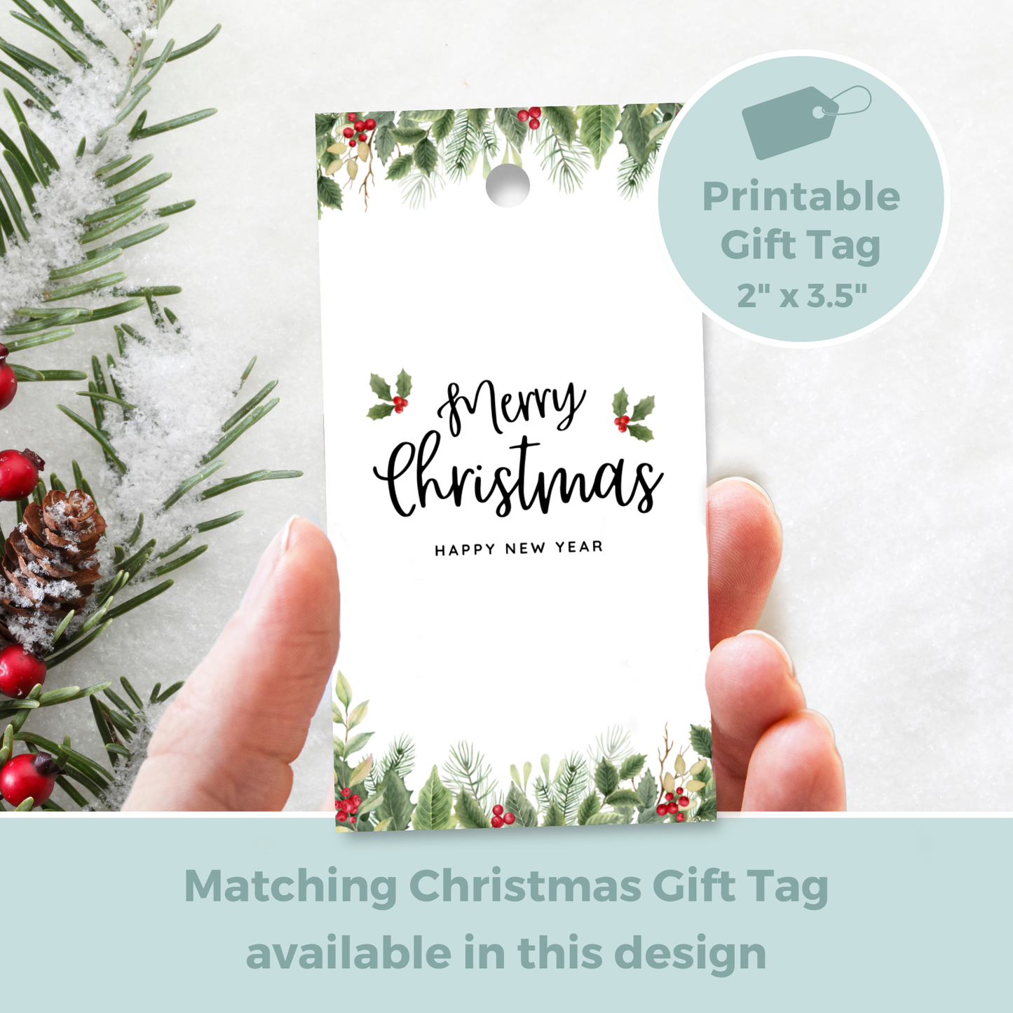 Printable Christmas Card - Holly & Ivy