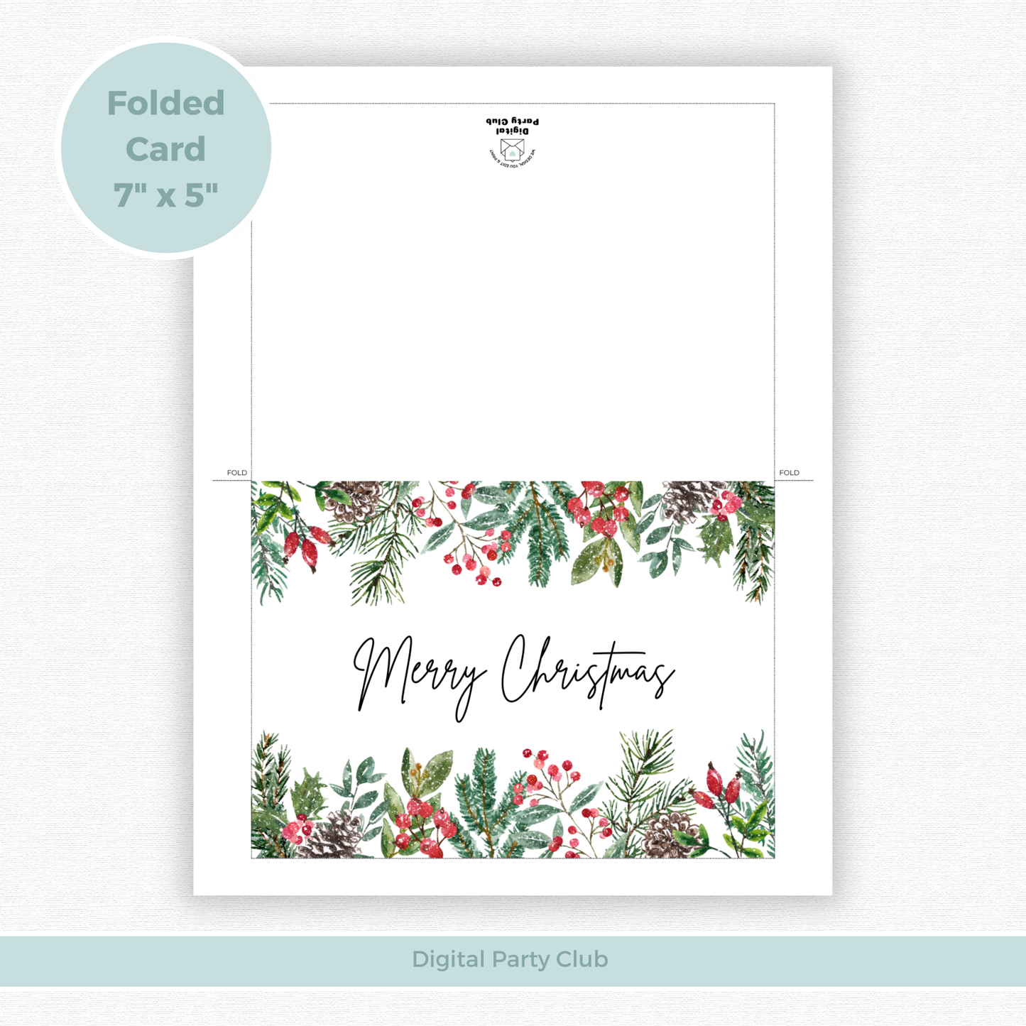 Printable Christmas Card - Festive Flowers