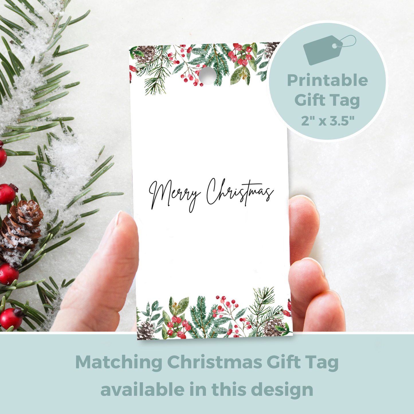 Printable Christmas Card - Festive Flowers