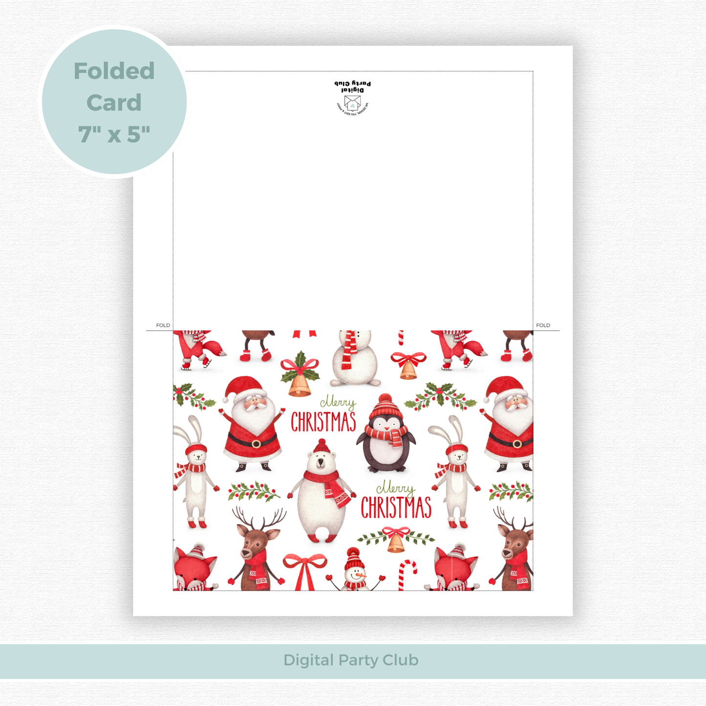 Printable Christmas Card - Santa & Snowman