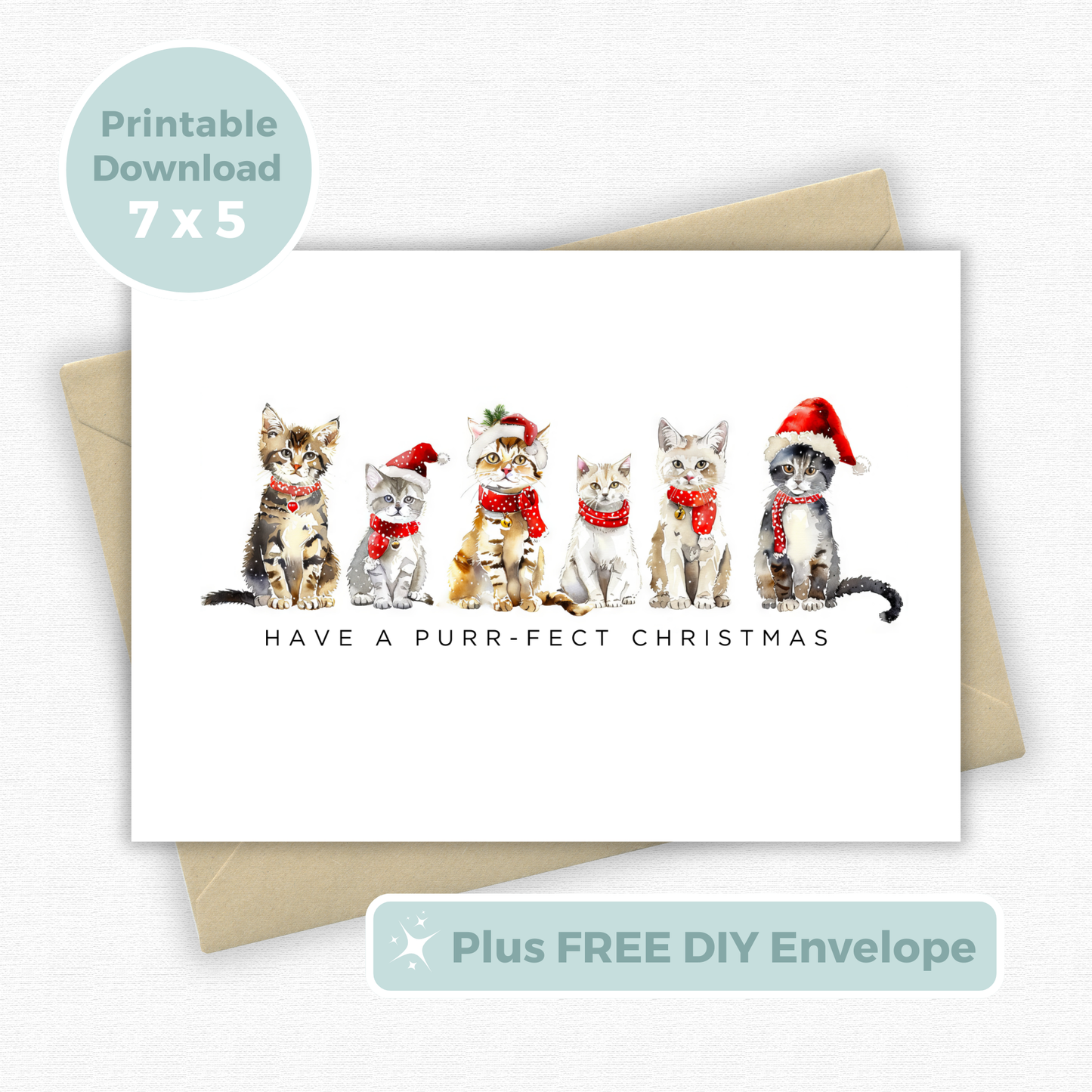 Printable Christmas Card - Purr-fect Christmas