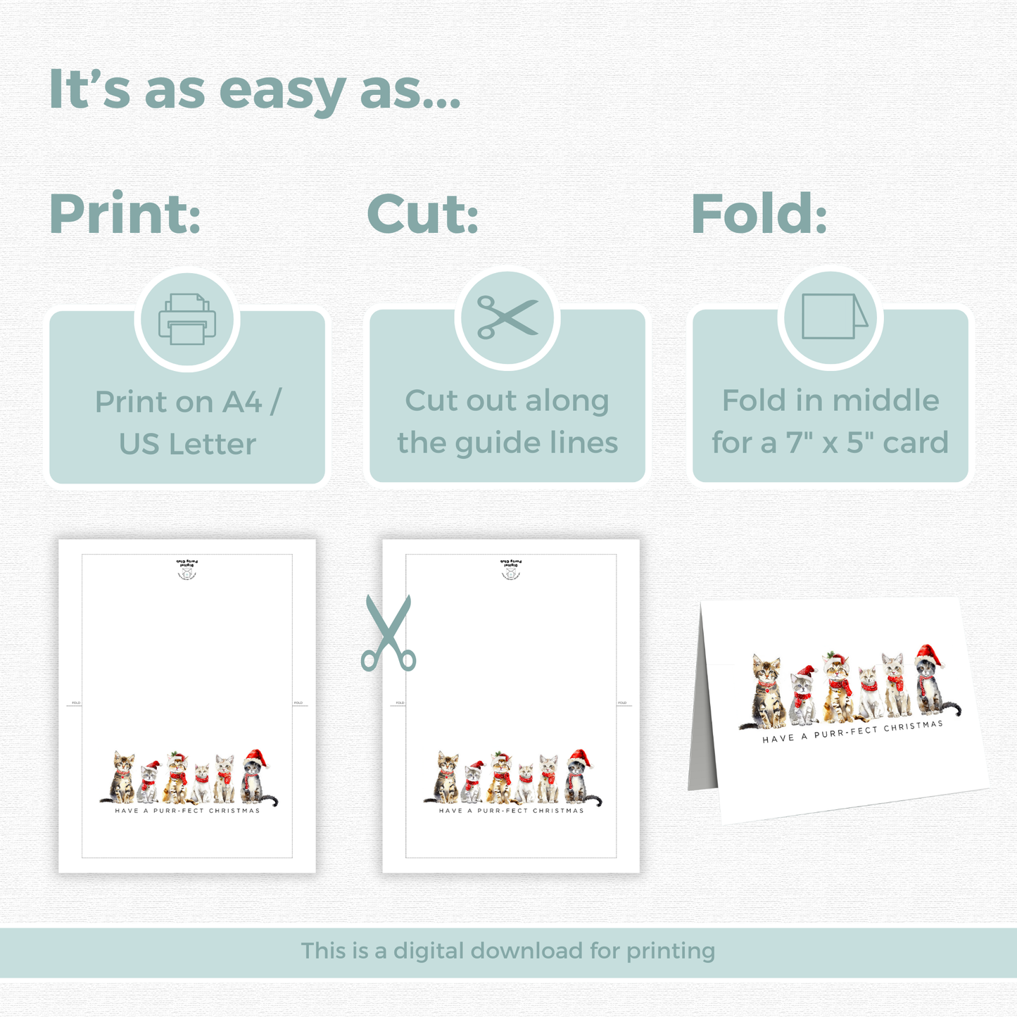 Printable Christmas Card - Purr-fect Christmas