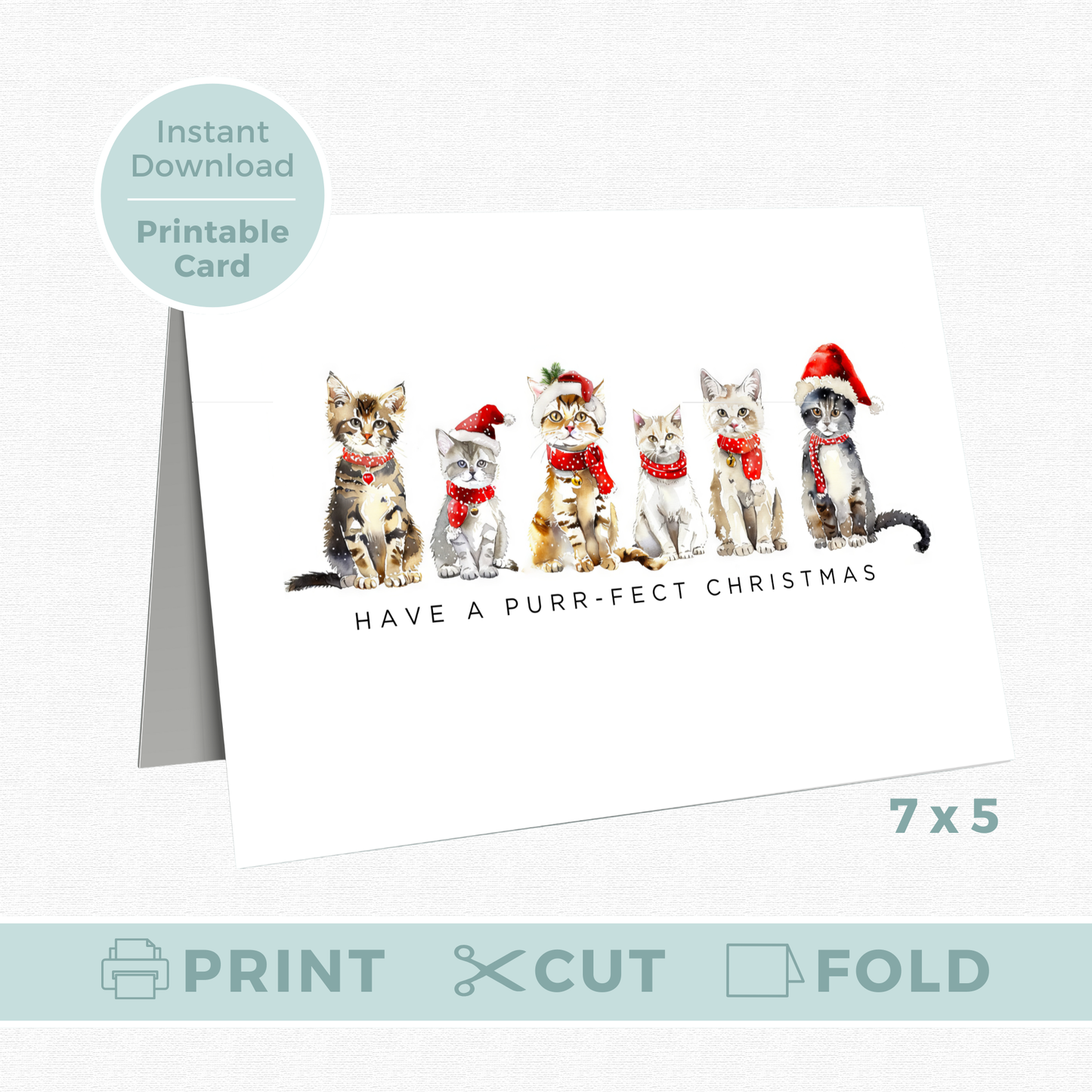 Printable Christmas Card - Purr-fect Christmas