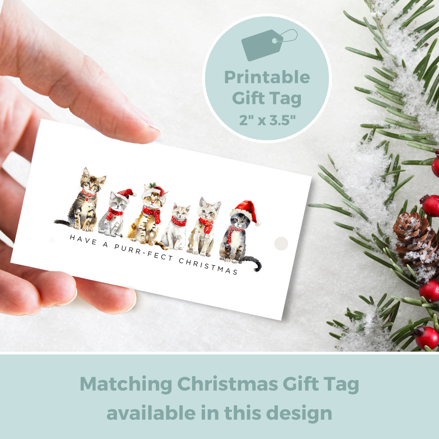 Printable Christmas Card - Purr-fect Christmas