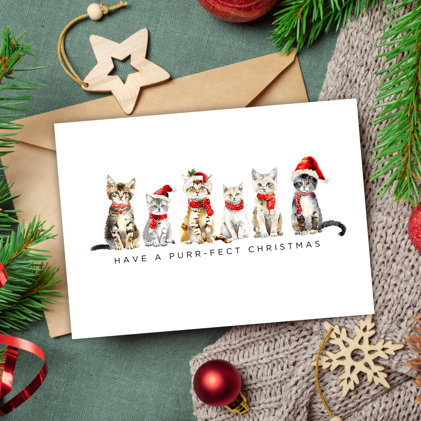 Printable Christmas Card - Purr-fect Christmas