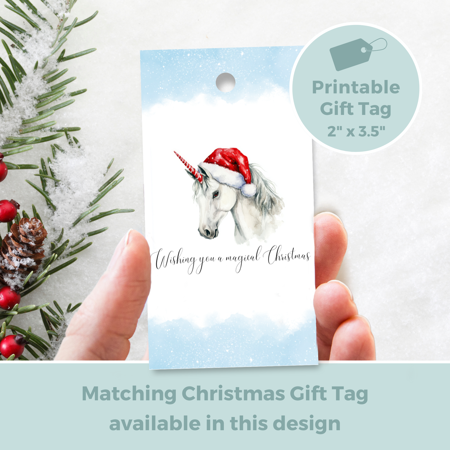 Printable Christmas Card - Unicorn