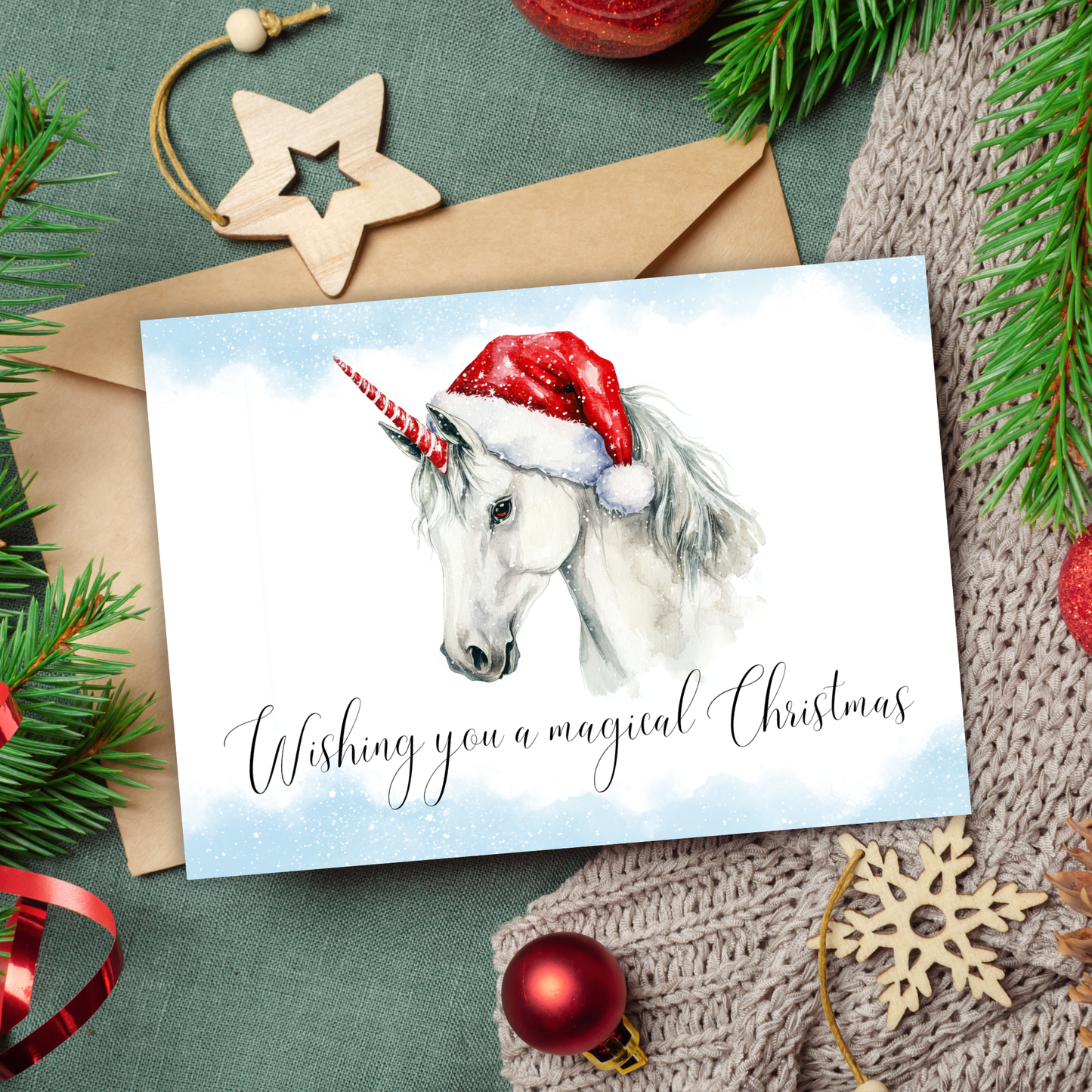 Printable Christmas Card - Unicorn