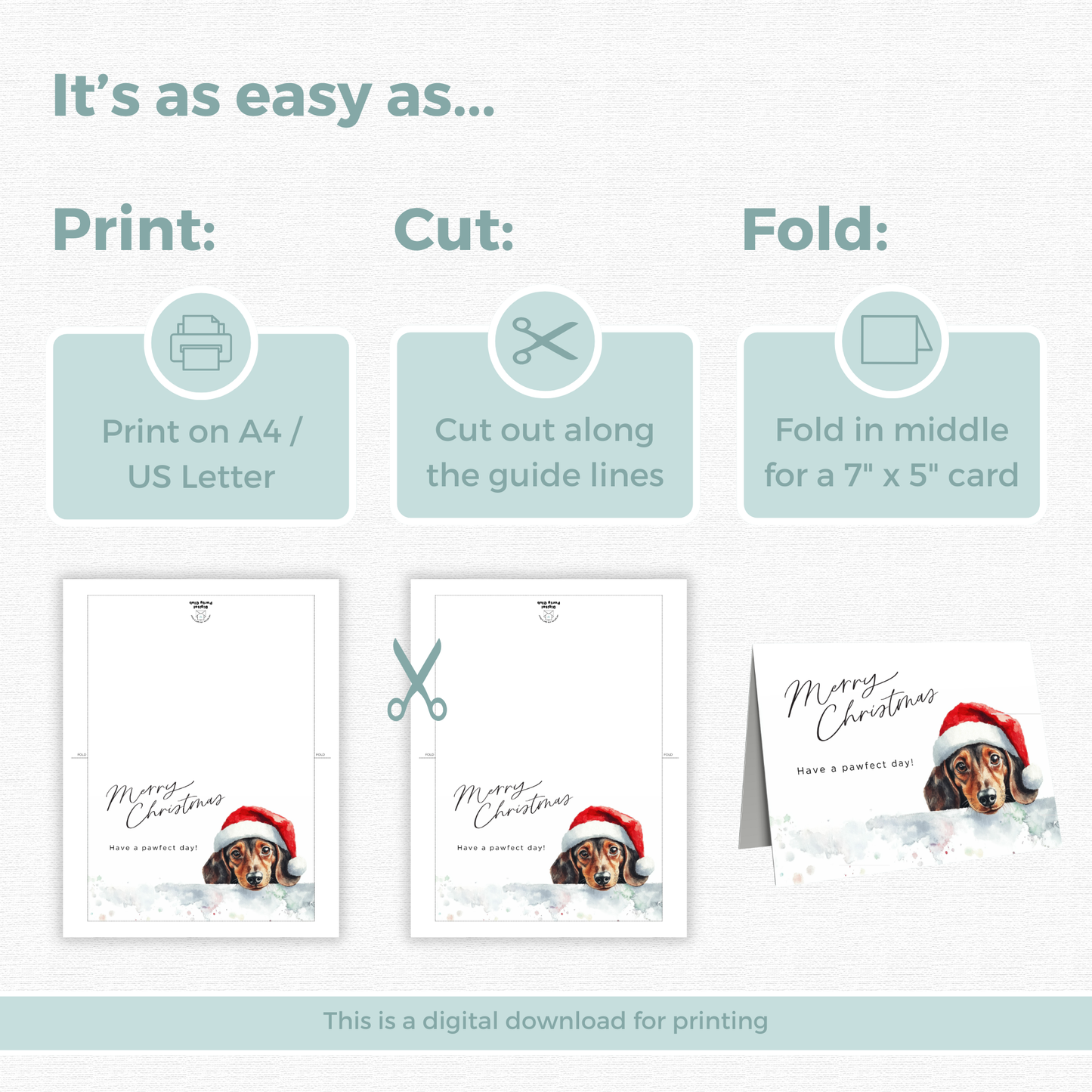 Printable Christmas Card - Pawfect Day