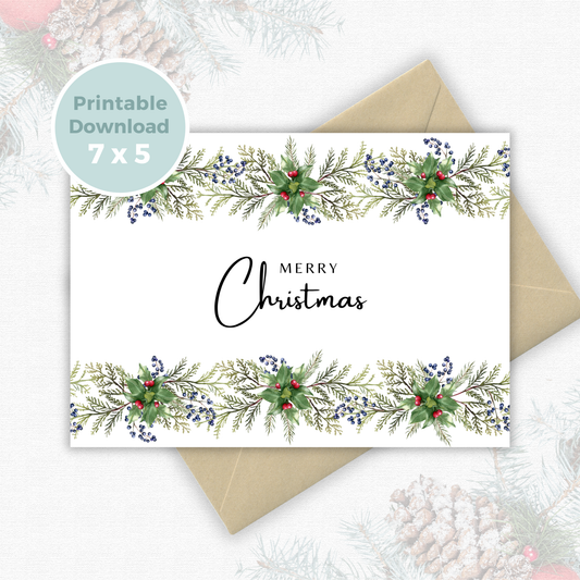 Printable Christmas Card - Festive Garland