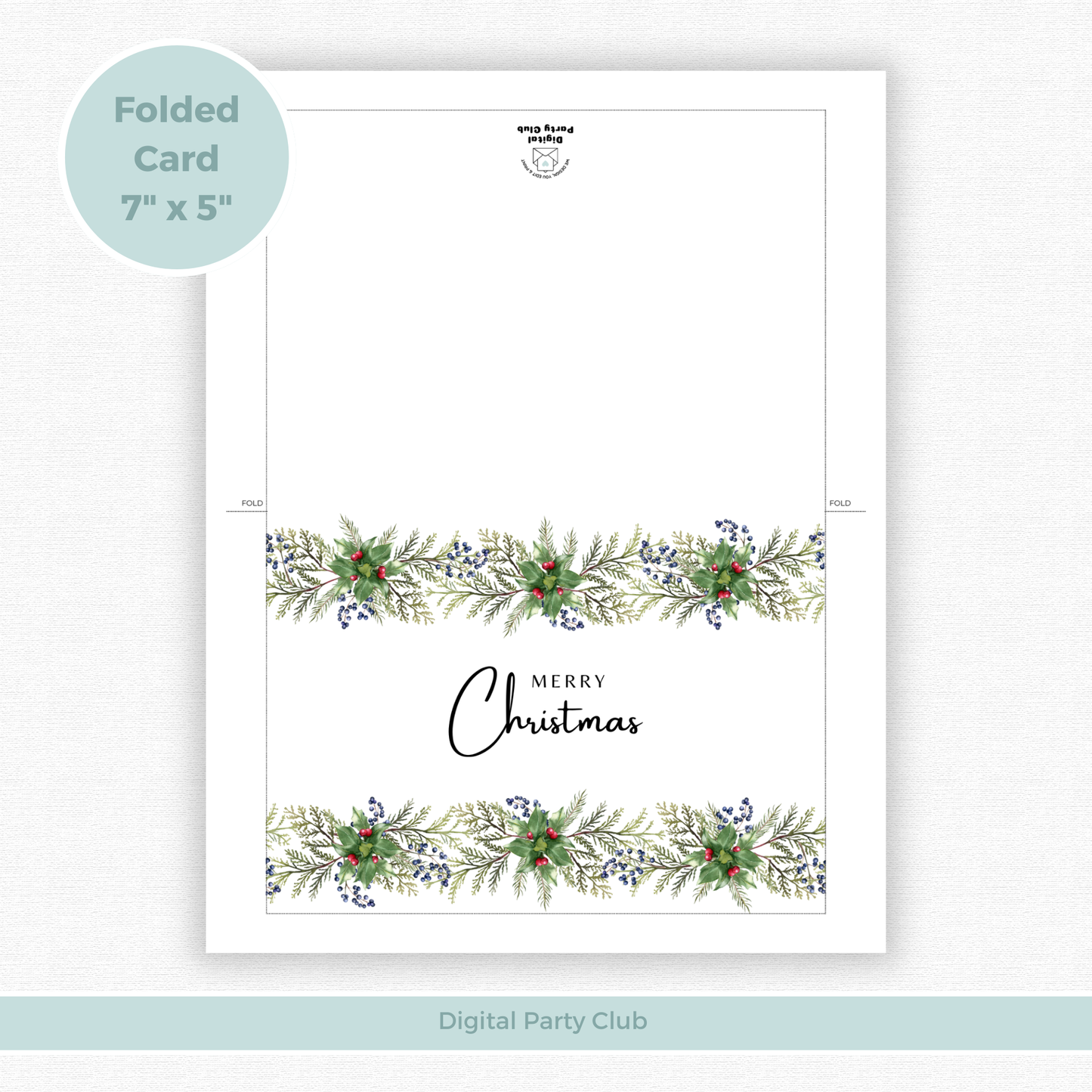 Printable Christmas Card - Festive Garland