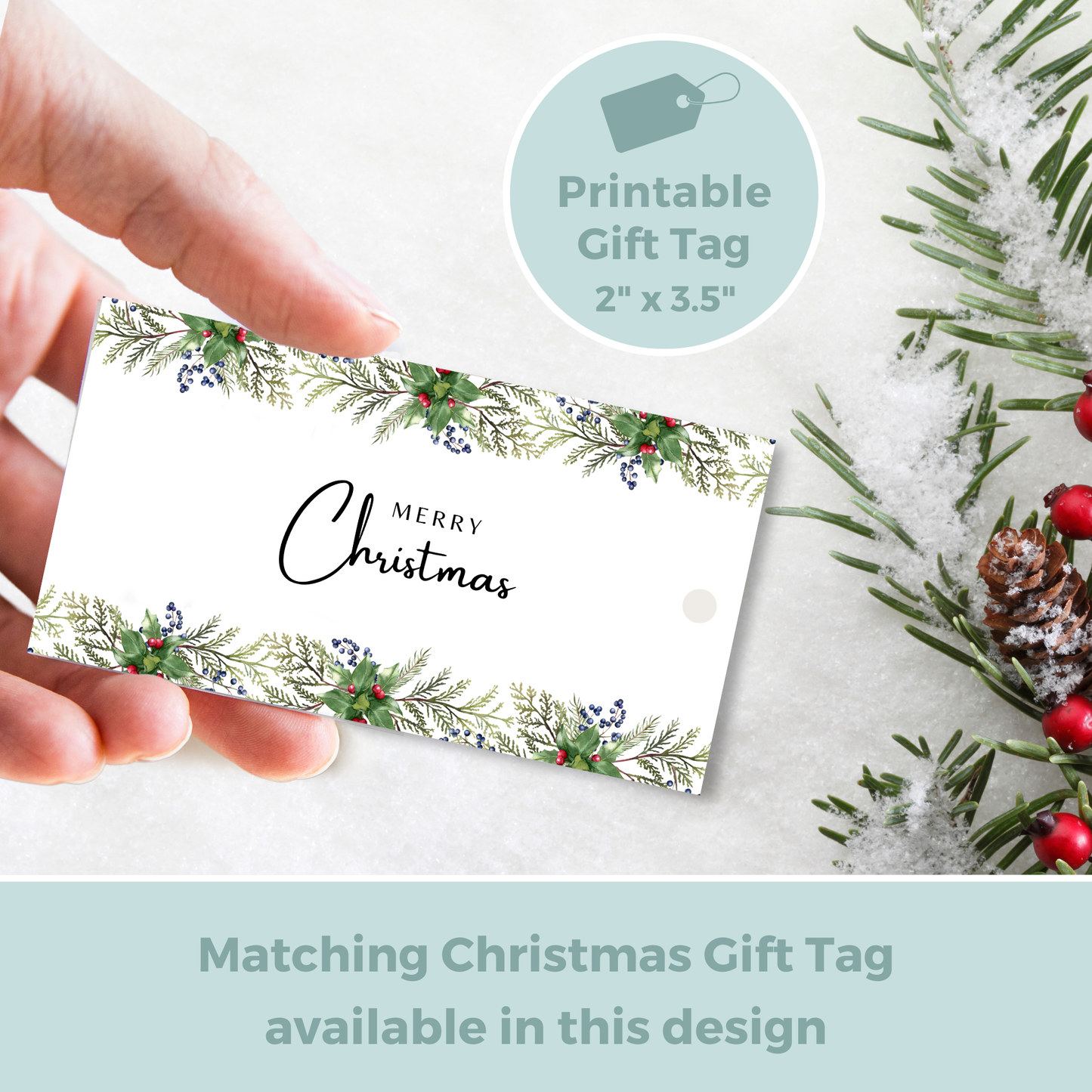 Printable Christmas Card - Festive Garland