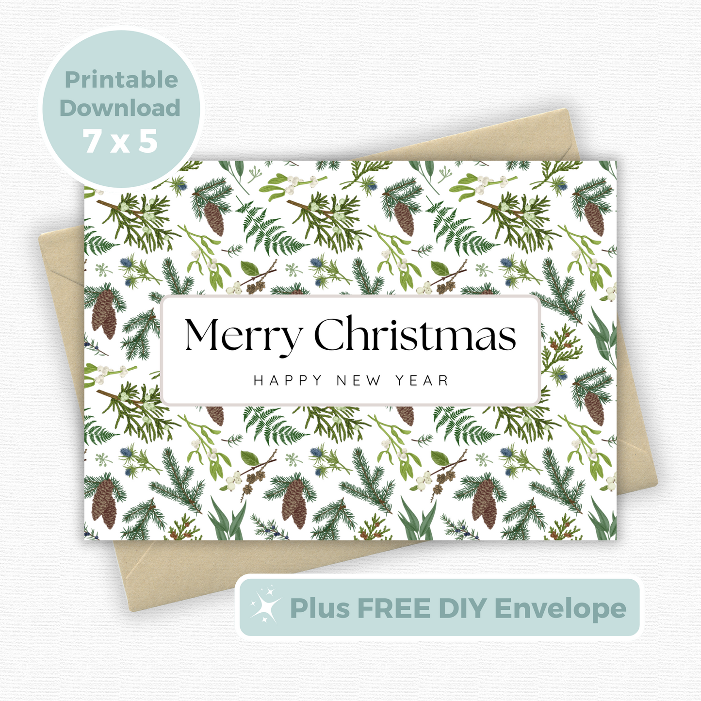 Printable Christmas Card - Mistletoe