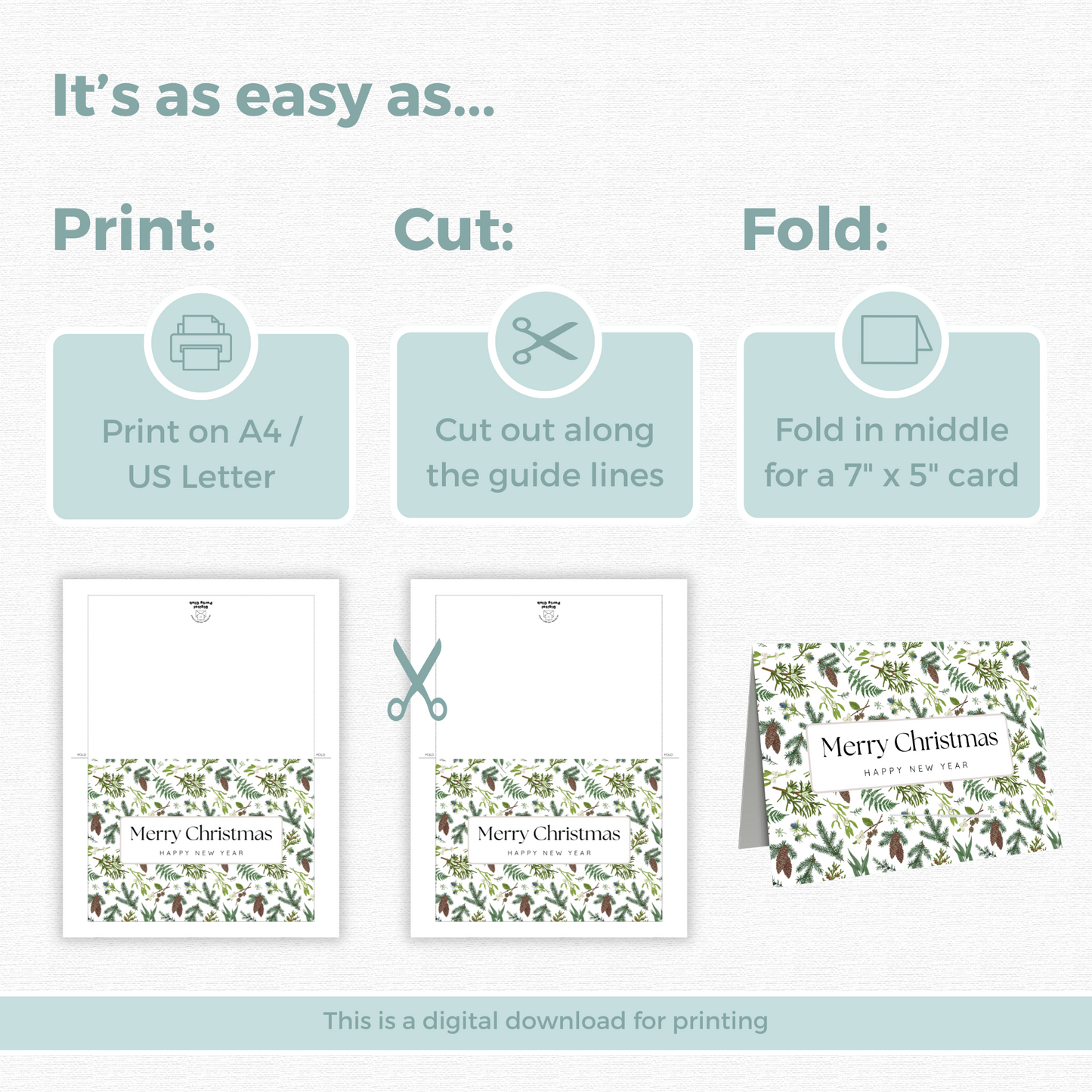 Printable Christmas Card - Mistletoe