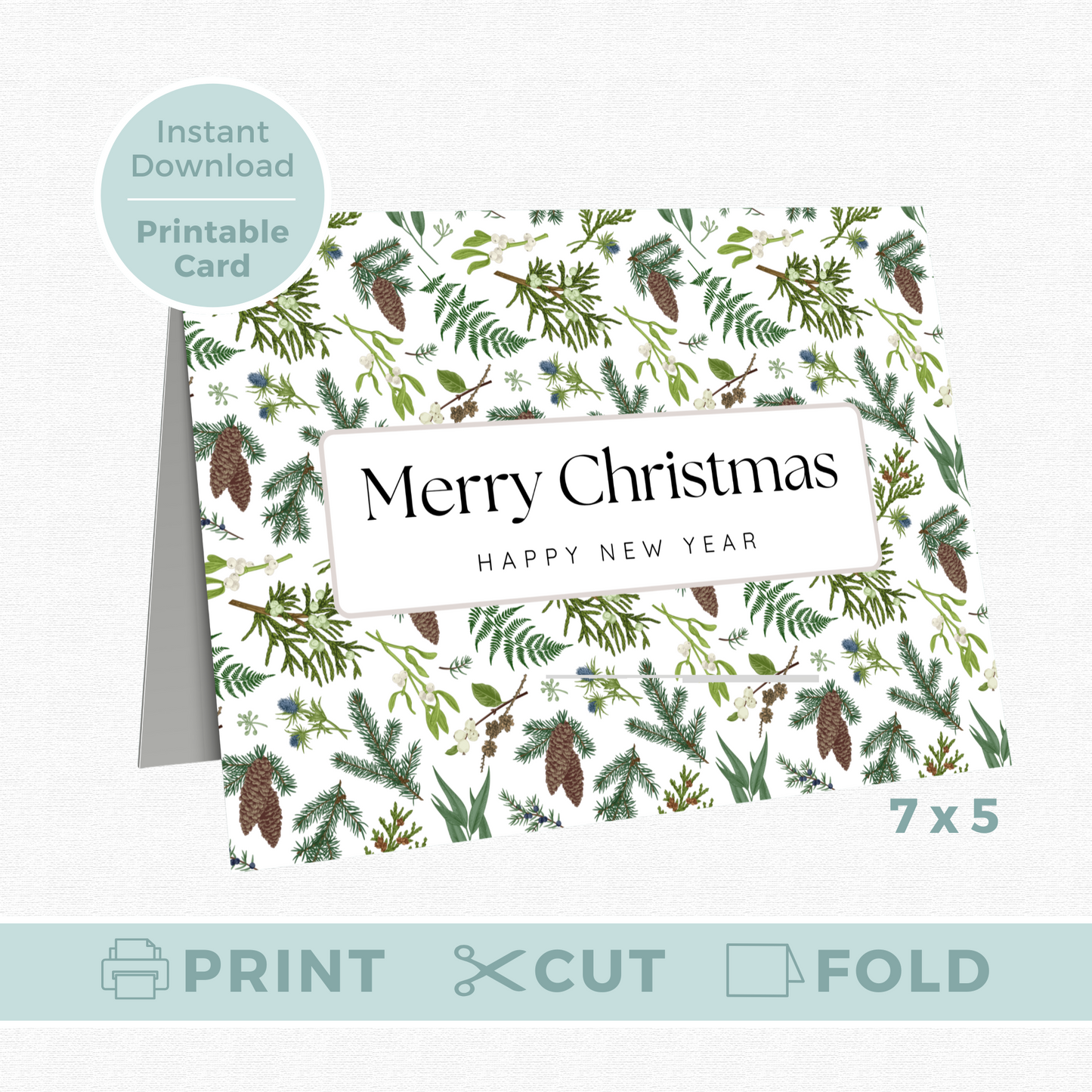 Printable Christmas Card - Mistletoe